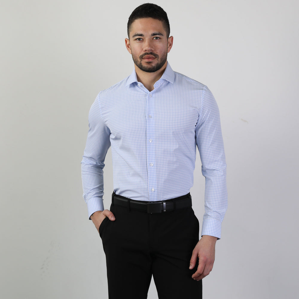 Phenom Professional Light Blue Gingham Dress Shirt