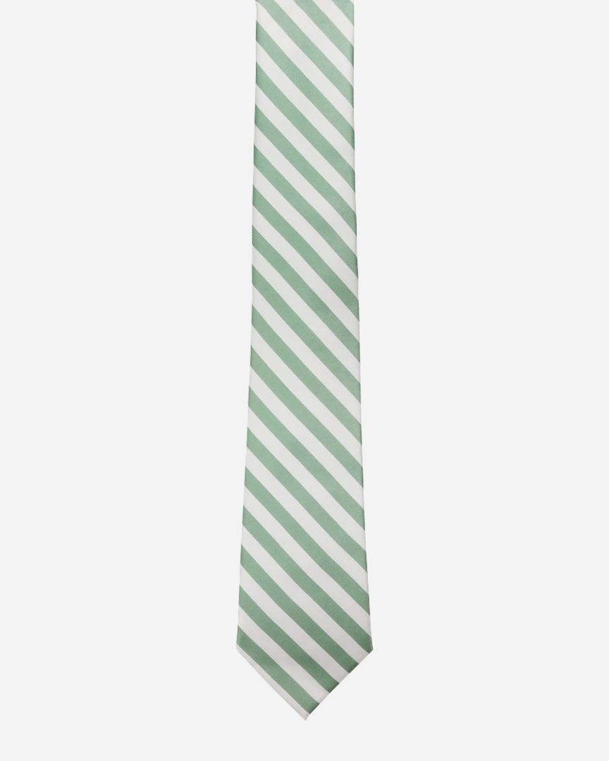 Immortal Green & White Striped Dress Tie