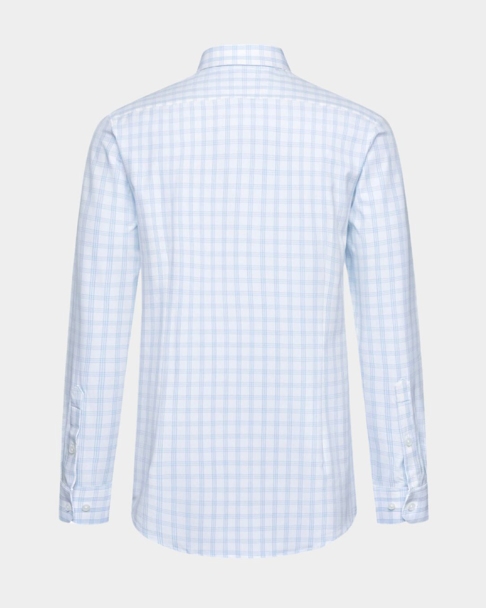 Phenom Professional Light Blue Tartan Long Sleeve Men's Dress Shirt