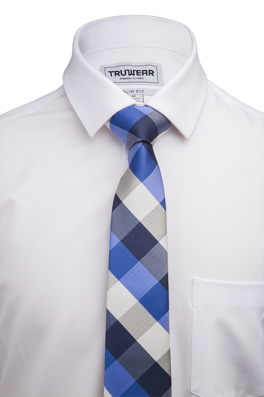 TRUWEAR Immortal Royal Blue Grey Navy White Checkered Dress Tie